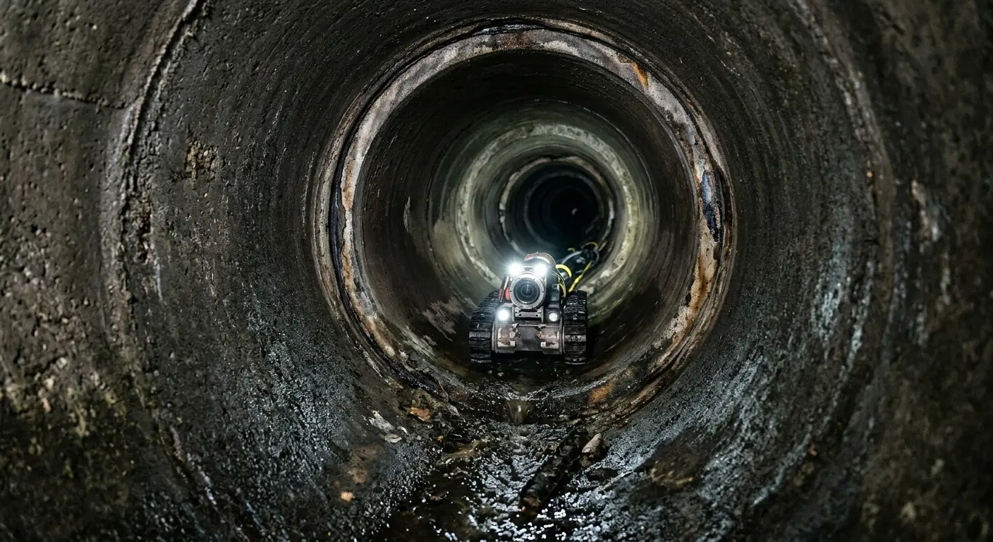 Robotic sewer camera inspecting pipe interior for Drain Snake Service in Brock Hall